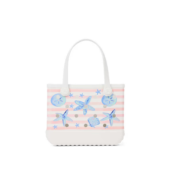 Bitty Bogg Bag - Pink Stripes & Blue Shells